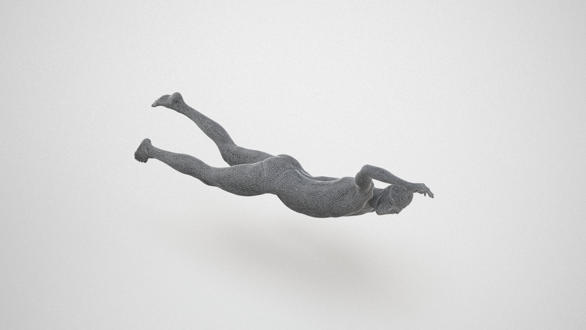 realistic 3D people man sport pool, render-ready for V-Ray and Corona, FBX OBJ, wireframe three-quarter view