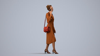 photogrammetry 3D woman casual standing, realistic human model archviz FBX, side view render