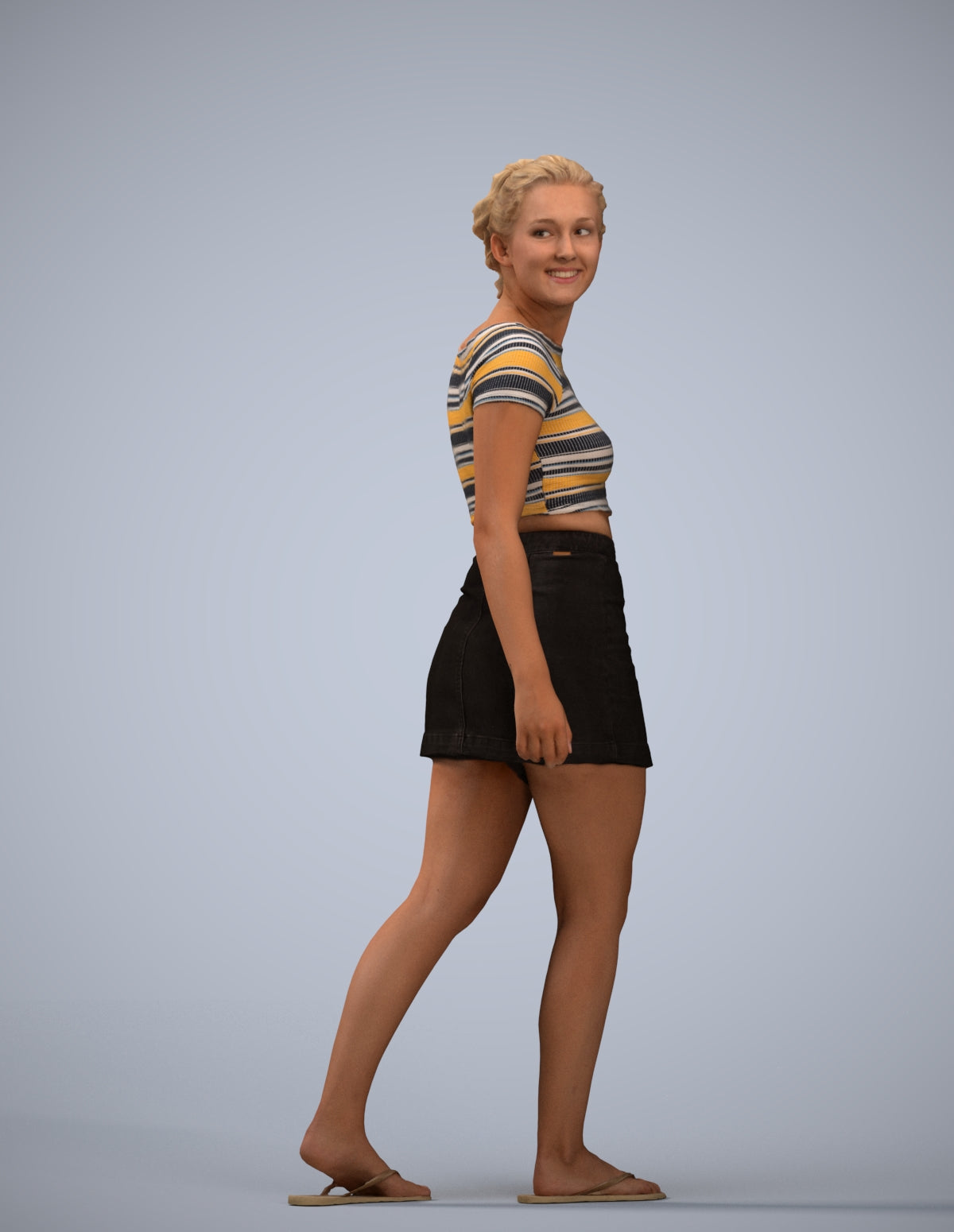 3D people model woman casual walking, scanned human for 3ds Max rendering