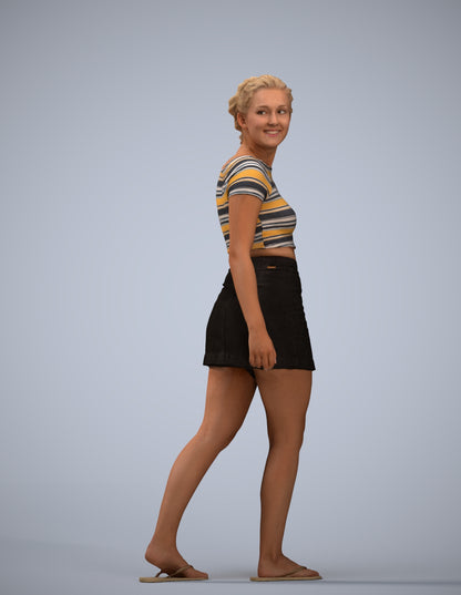 3D people model woman casual walking, scanned human for 3ds Max rendering
