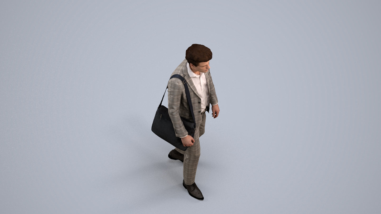 scanned 3D man business, photogrammetry people for Enscape and V-Ray, back view render
