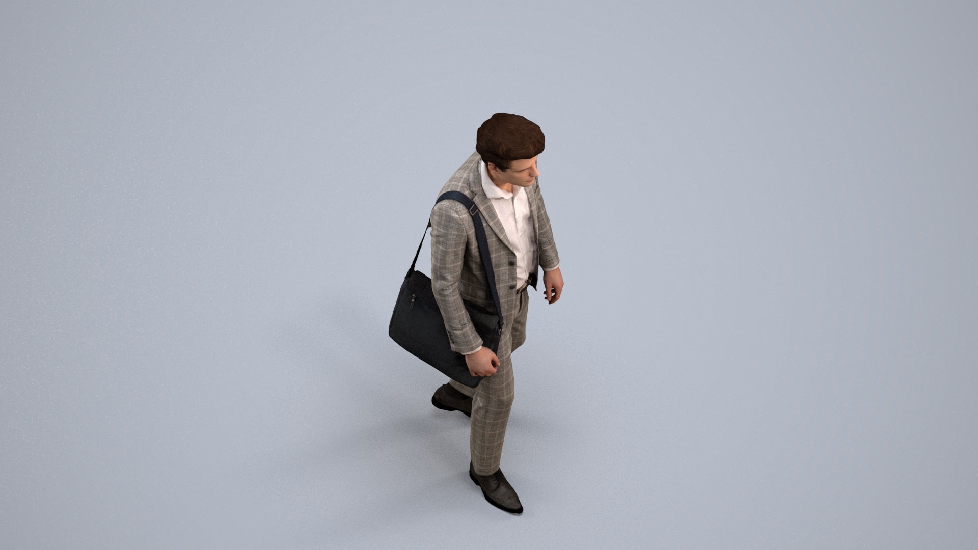 scanned 3D man business, photogrammetry people for Enscape and V-Ray, back view render