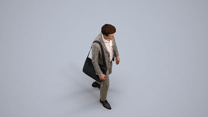 scanned 3D man business, photogrammetry people for Enscape and V-Ray, back view render