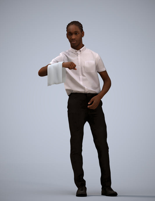 realistic 3D human boy hospitality, archviz people FBX OBJ for Blender