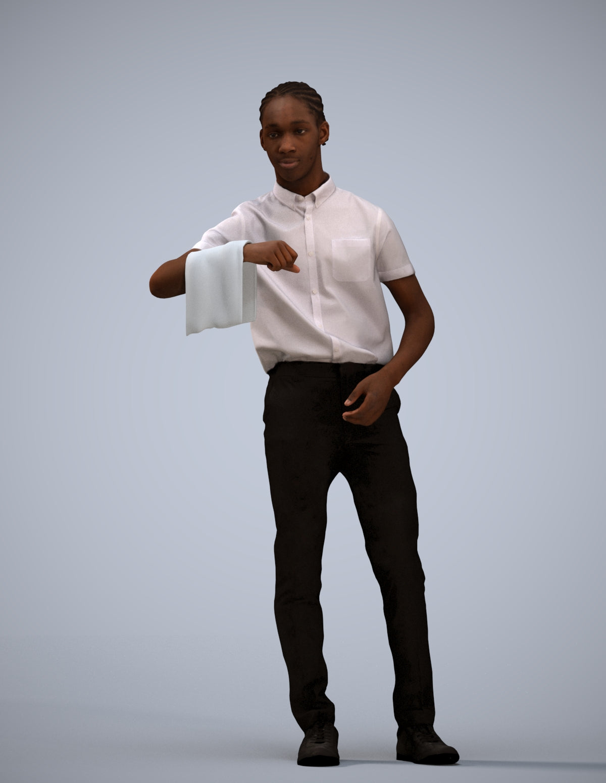realistic 3D human boy hospitality, archviz people FBX OBJ for Blender