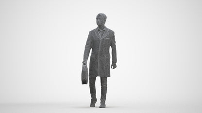 3D human model man business, photogrammetry scanned person for archviz, three-quarter front view render