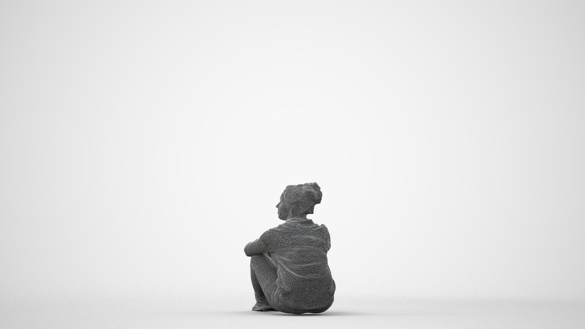 photogrammetry 3D woman casual sitting, realistic human model archviz FBX, square thumbnail