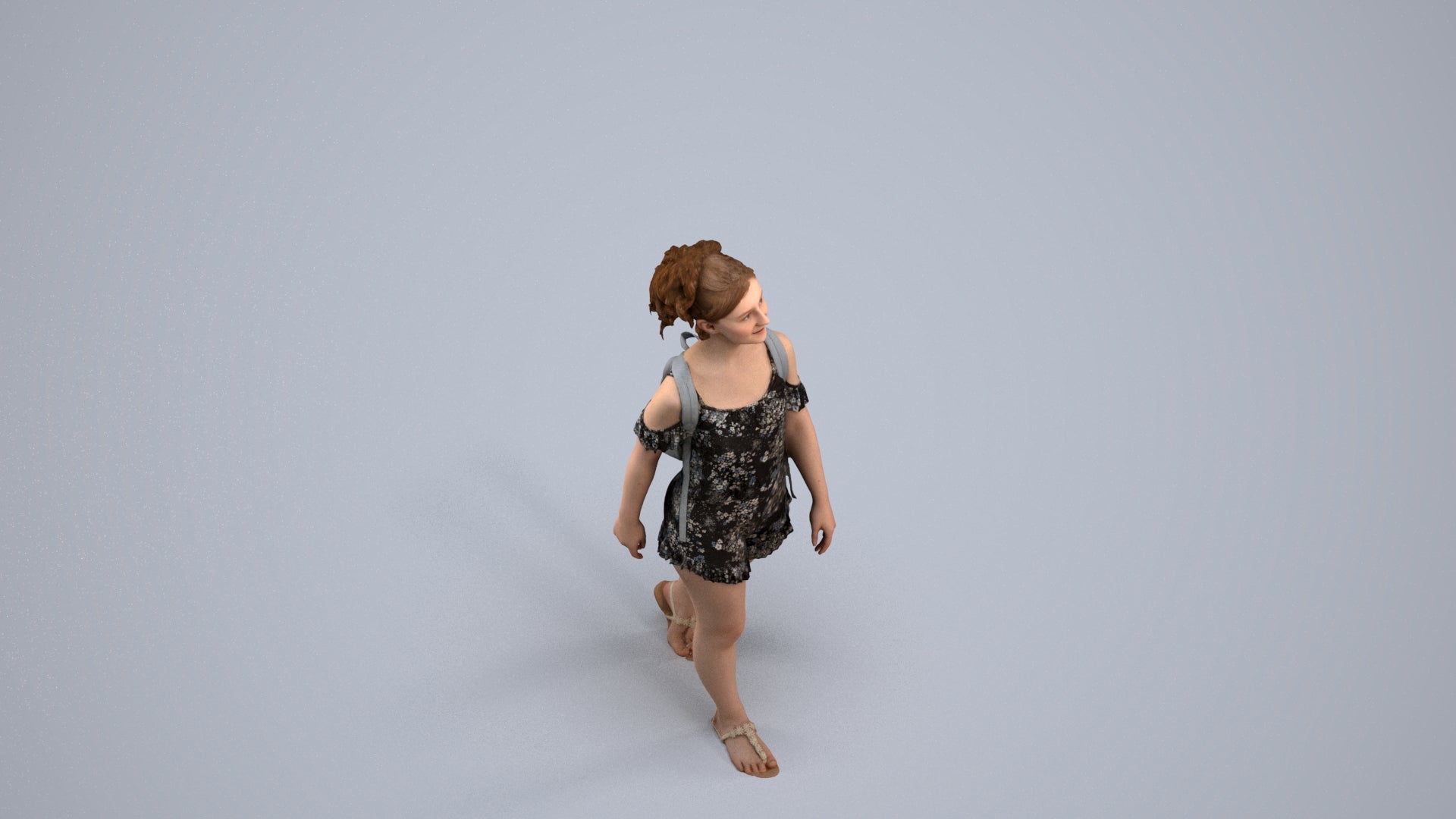 scanned 3D girl casual kids, photogrammetry people for Enscape and V-Ray, back view render