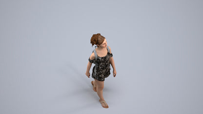 scanned 3D girl casual kids, photogrammetry people for Enscape and V-Ray, back view render