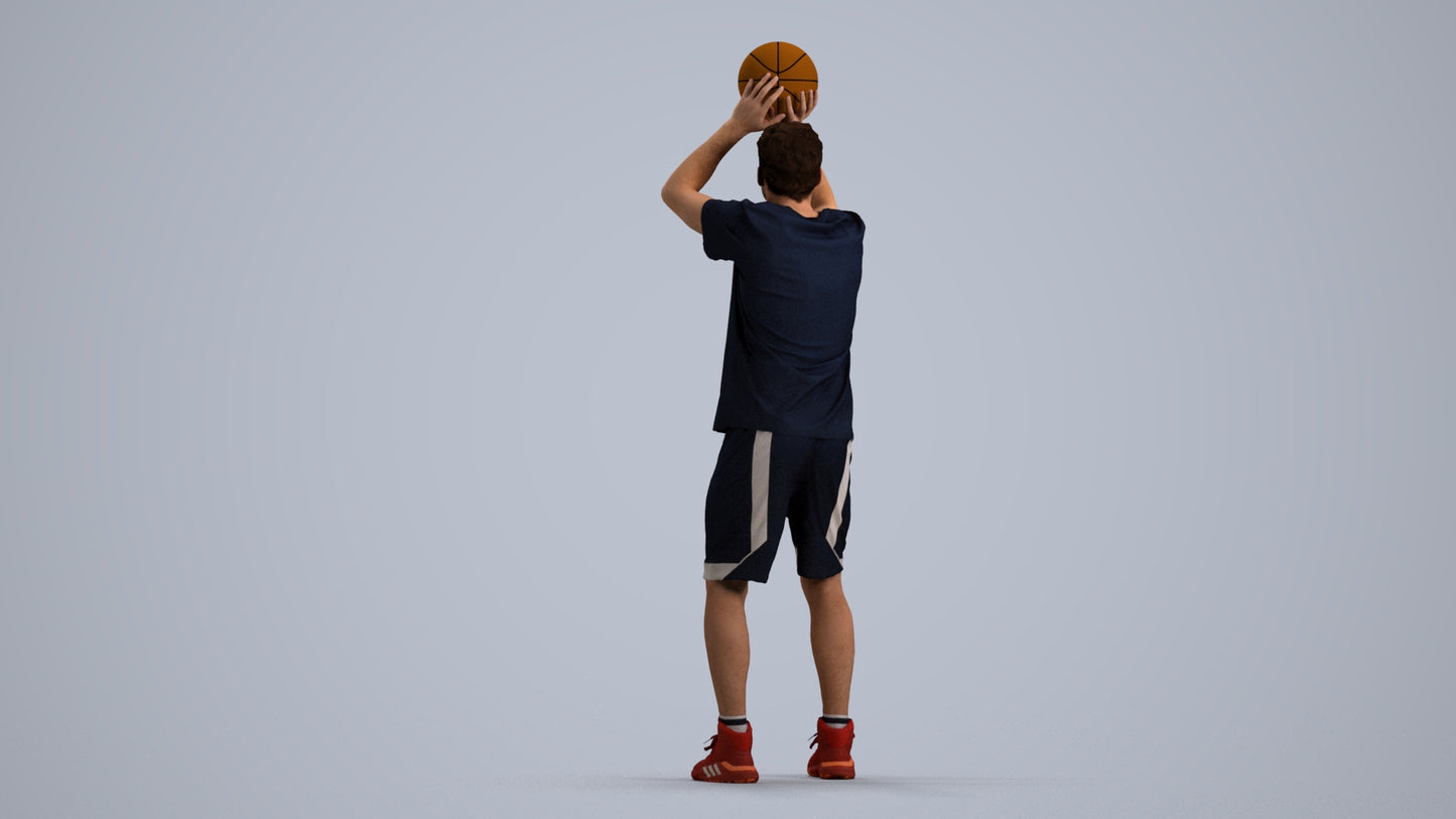 3D people model man sport, scanned human for 3ds Max rendering, front view render