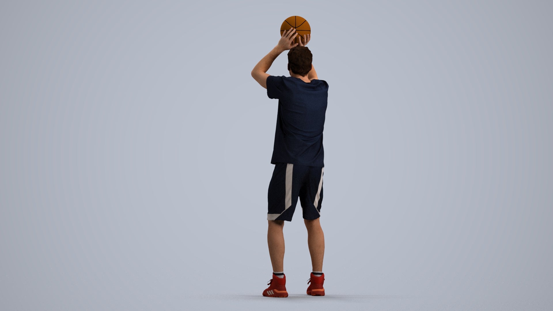 3D people model man sport, scanned human for 3ds Max rendering, front view render