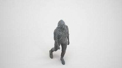realistic 3D people woman casual walking, render-ready for V-Ray and Corona, FBX OBJ, wireframe three-quarter view