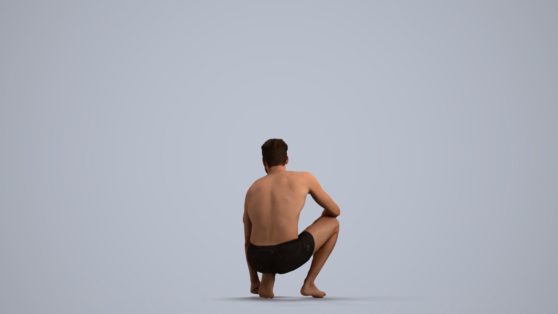 3D people model man pool, scanned human for 3ds Max rendering, front view render