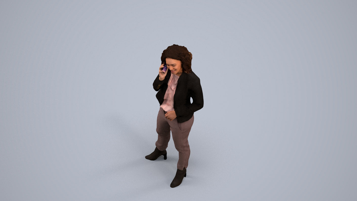 scanned 3D woman business standing, photogrammetry people for Enscape and V-Ray, back view render