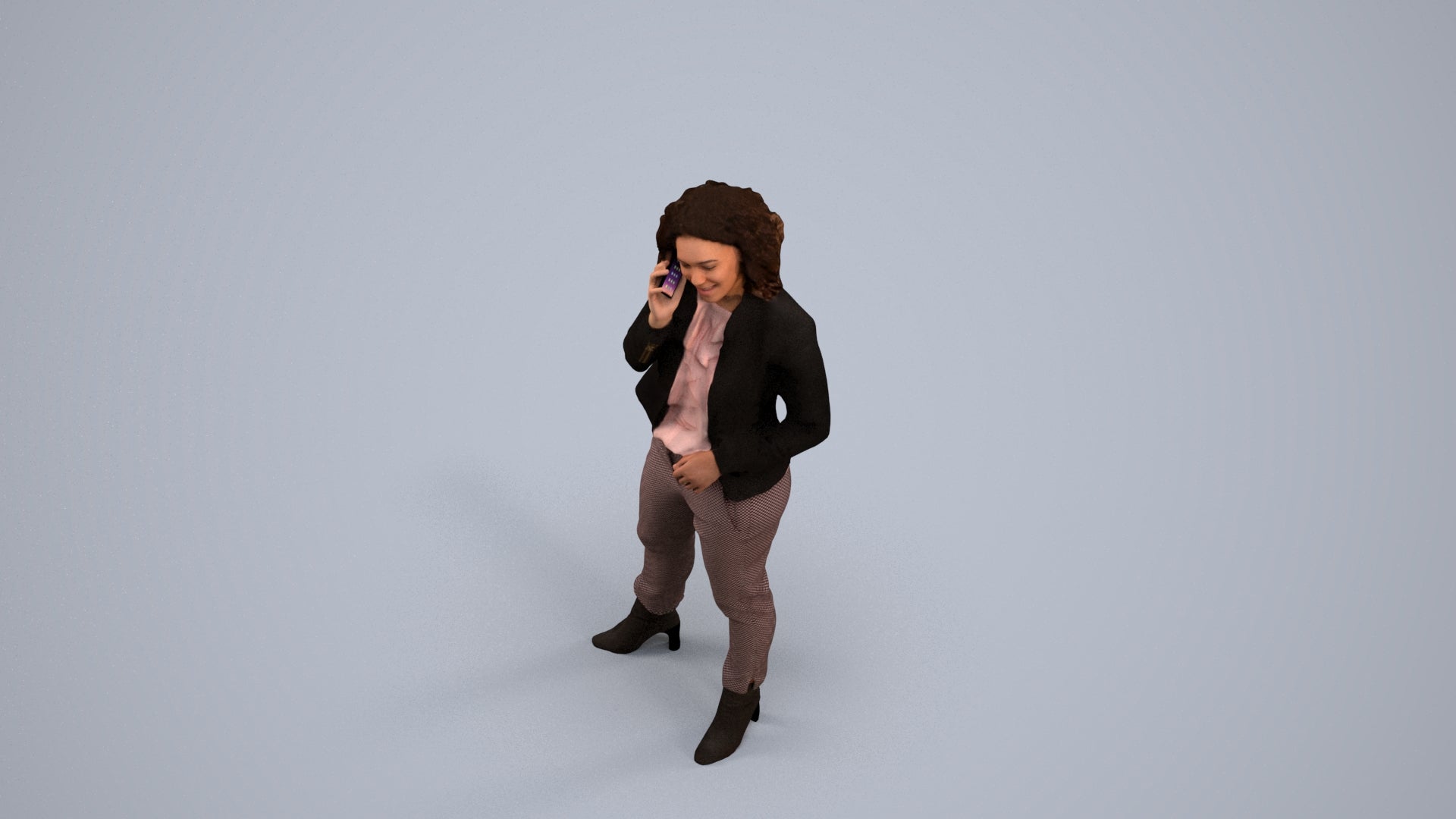 scanned 3D woman business standing, photogrammetry people for Enscape and V-Ray, back view render
