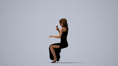 3D human model woman formal formalaffairs, photogrammetry scanned person for archviz, three-quarter view render