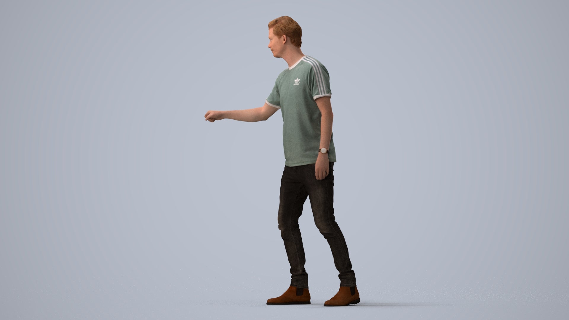 3D scanned man door casual, photorealistic archviz people for Enscape and SketchUp, three-quarter view render