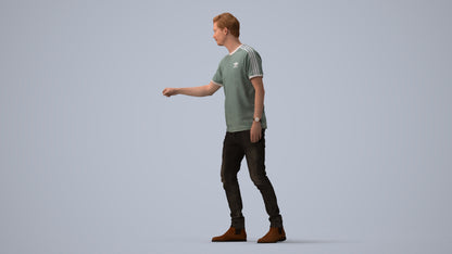 3D scanned man door casual, photorealistic archviz people for Enscape and SketchUp, three-quarter view render