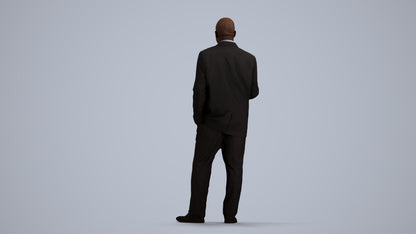 realistic 3D human man business, archviz people FBX OBJ for Blender, front view render
