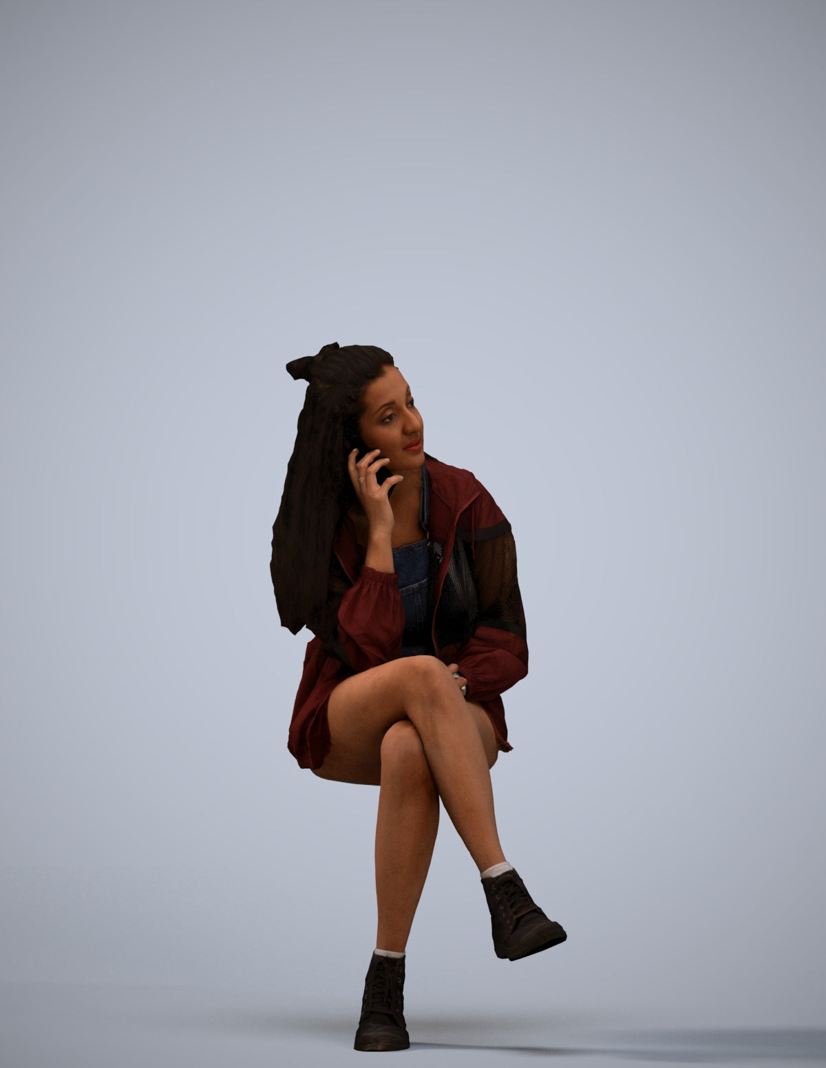 realistic 3D people woman casual sitting, render-ready for V-Ray and Corona, FBX OBJ