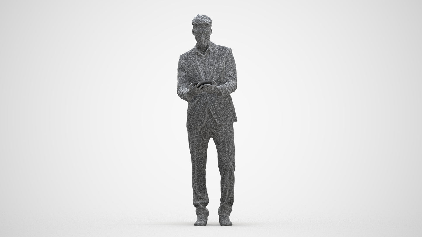 realistic 3D human man business, archviz people FBX OBJ for Blender, three-quarter front view render