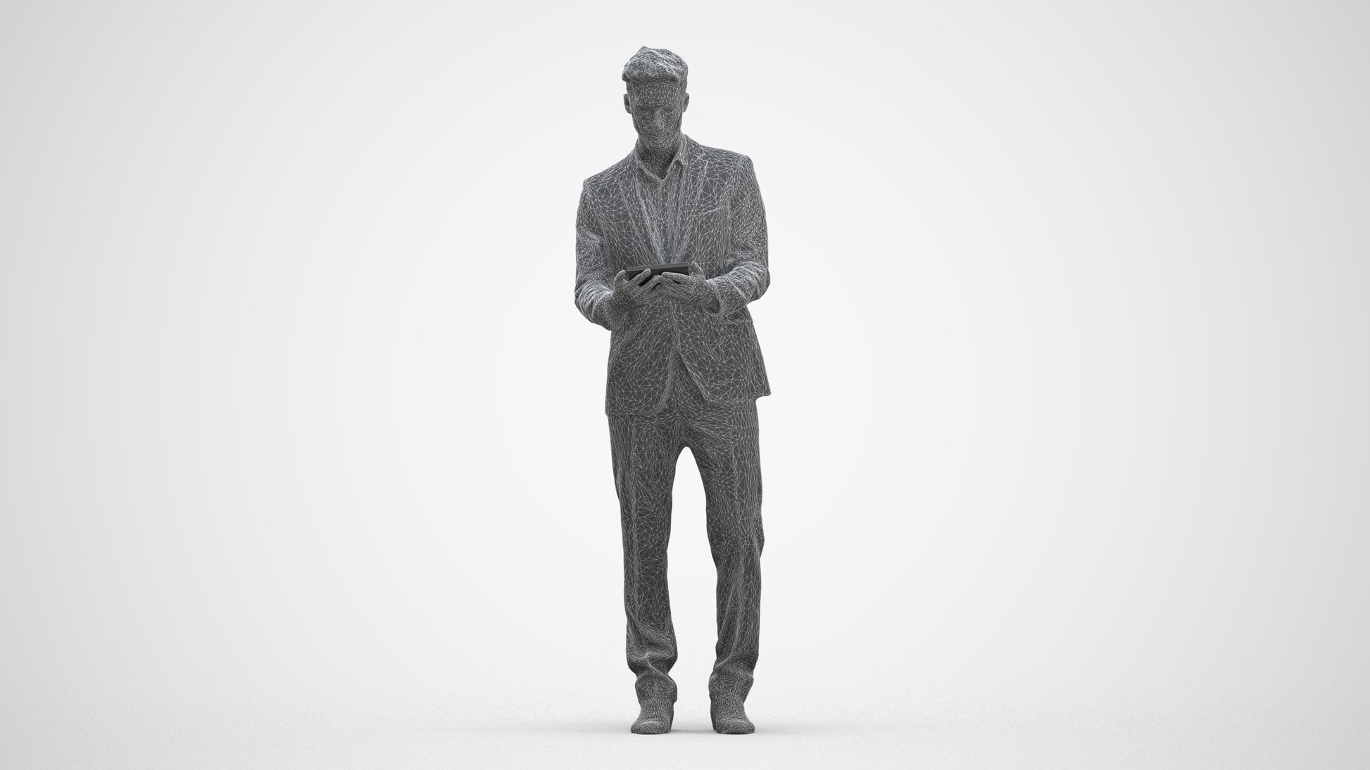 realistic 3D human man business, archviz people FBX OBJ for Blender, three-quarter front view render