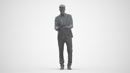 realistic 3D human man business, archviz people FBX OBJ for Blender, three-quarter front view render