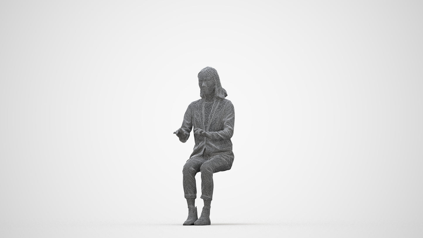 scanned 3D woman business, photogrammetry people for Enscape and V-Ray, wireframe back view