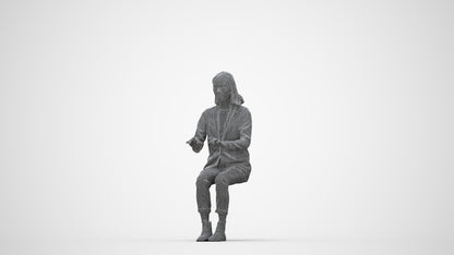 scanned 3D woman business, photogrammetry people for Enscape and V-Ray, wireframe back view