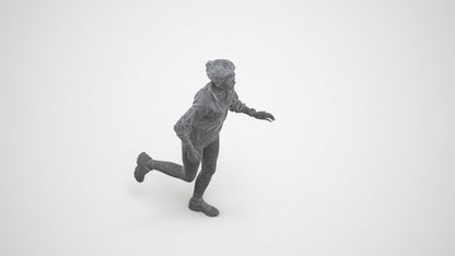 3D human model woman sport, photogrammetry scanned person for archviz, wireframe three-quarter view