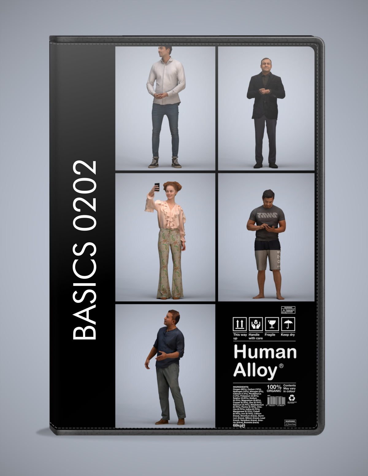 scanned 3D people standing collection, 5 photogrammetry models for Enscape and V-Ray