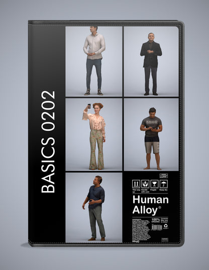 scanned 3D people standing collection, 5 photogrammetry models for Enscape and V-Ray