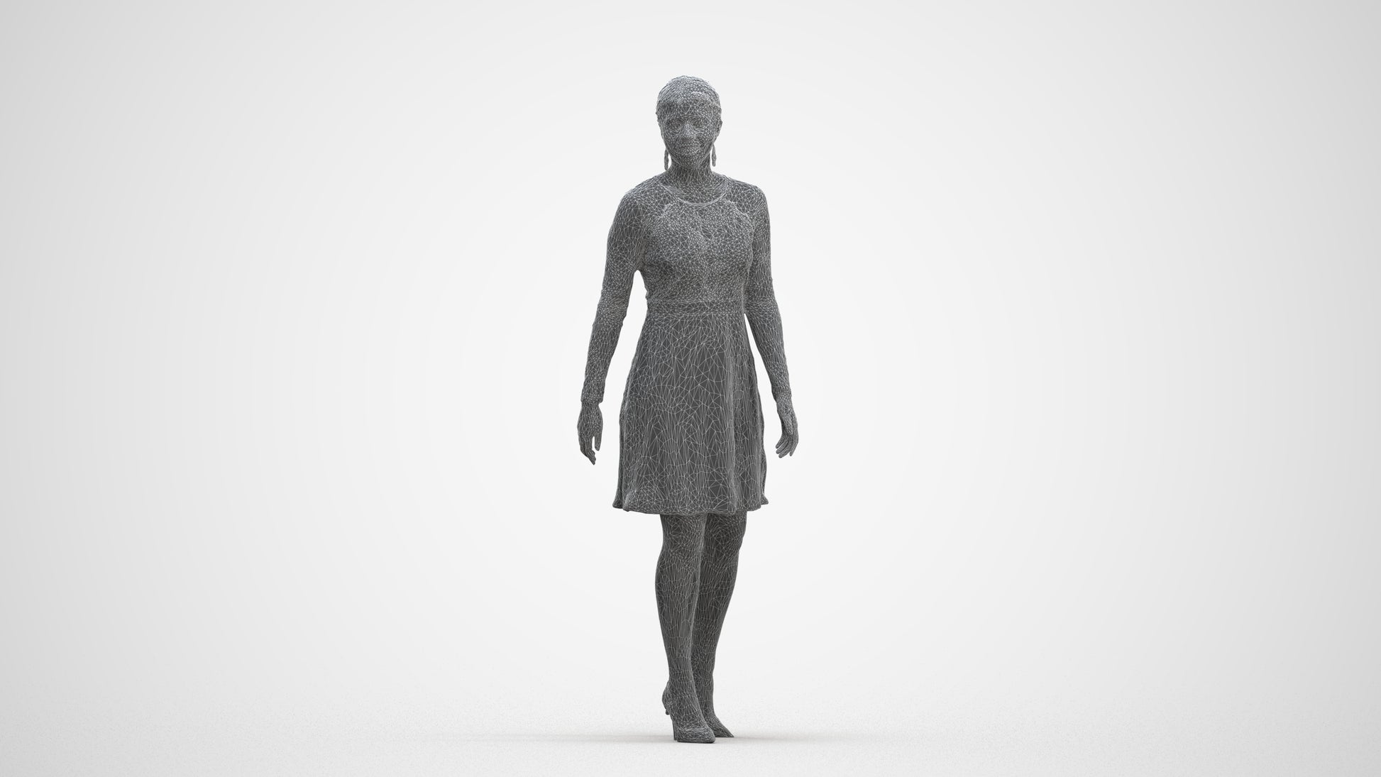 realistic 3D human woman formal formalaffairs, archviz people FBX OBJ for Blender, three-quarter front view render