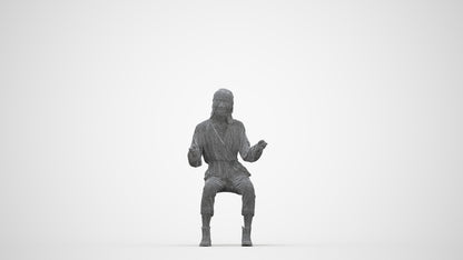 3D scanned woman sitting casual, photorealistic archviz people for Enscape and SketchUp, wireframe back view