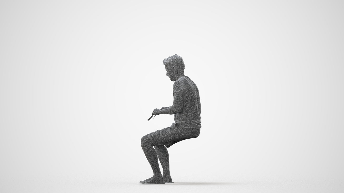 realistic 3D people man casual sitting, render-ready for V-Ray and Corona, FBX OBJ, square thumbnail