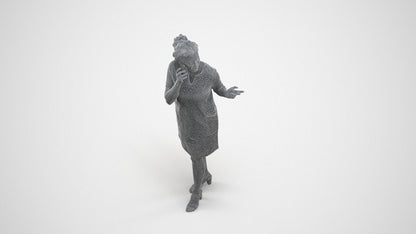 realistic 3D human woman business walking, archviz people FBX OBJ for Blender, wireframe three-quarter view