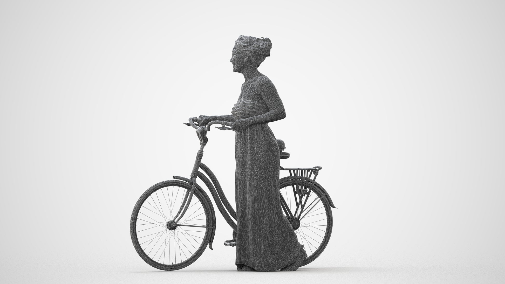 3D scanned woman cycling casual, photorealistic archviz people for Enscape and SketchUp, square thumbnail