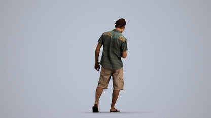 3D scanned man walking casual, photorealistic archviz people for Enscape and SketchUp, front view render