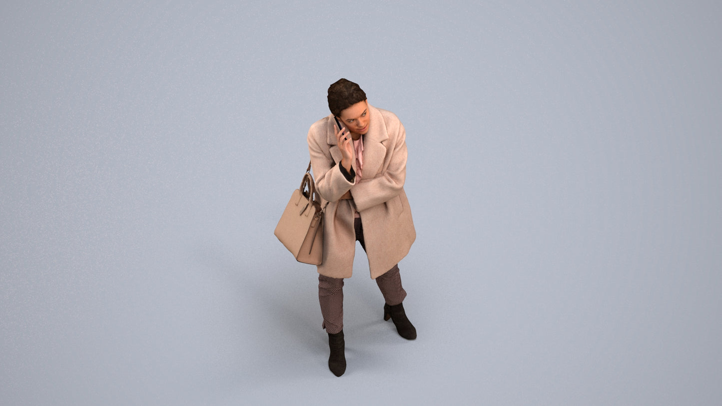 photogrammetry 3D woman business standing, realistic human model archviz FBX, back view render