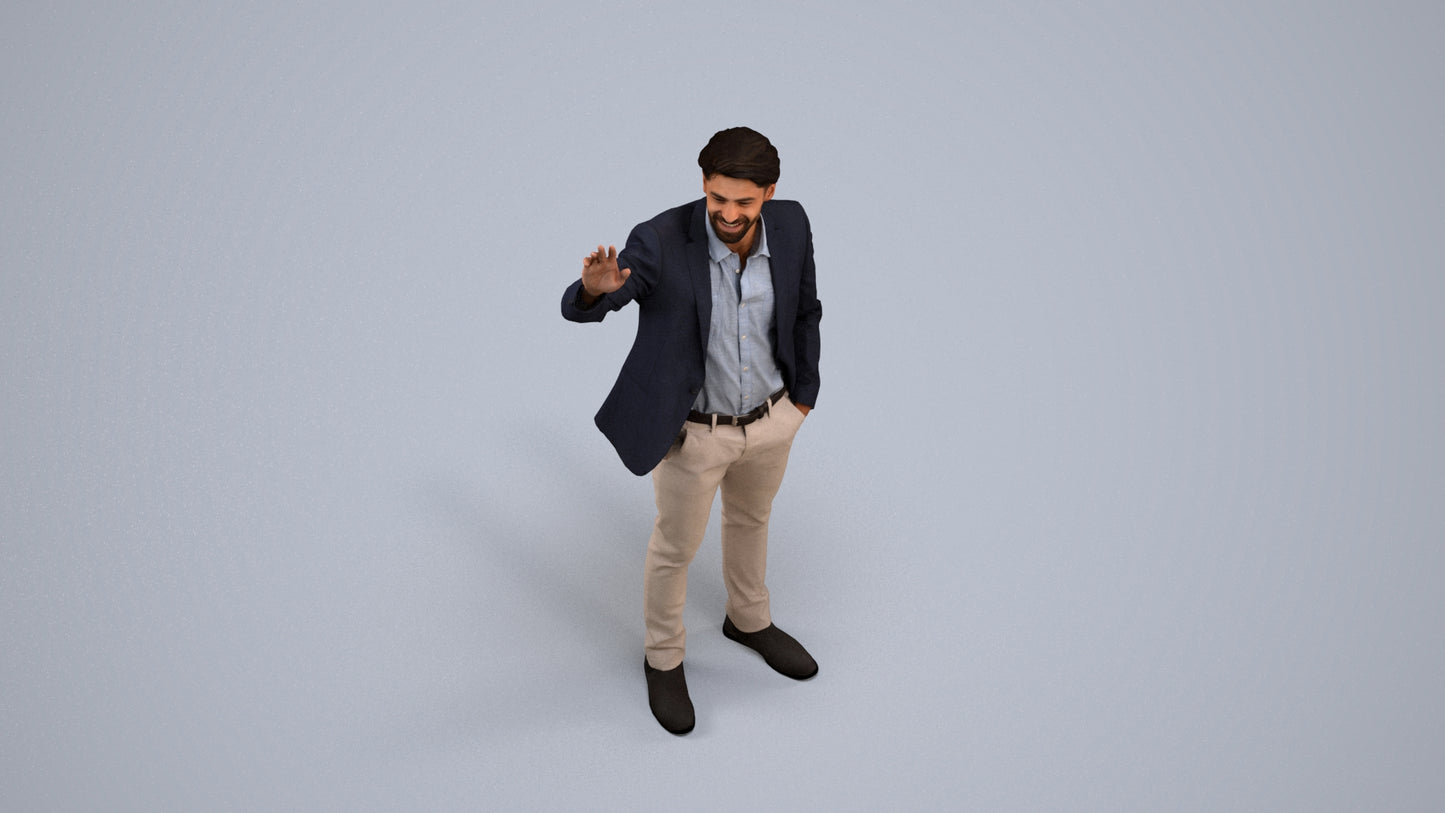 3D scanned man business, photorealistic archviz people for Enscape and SketchUp, back view render