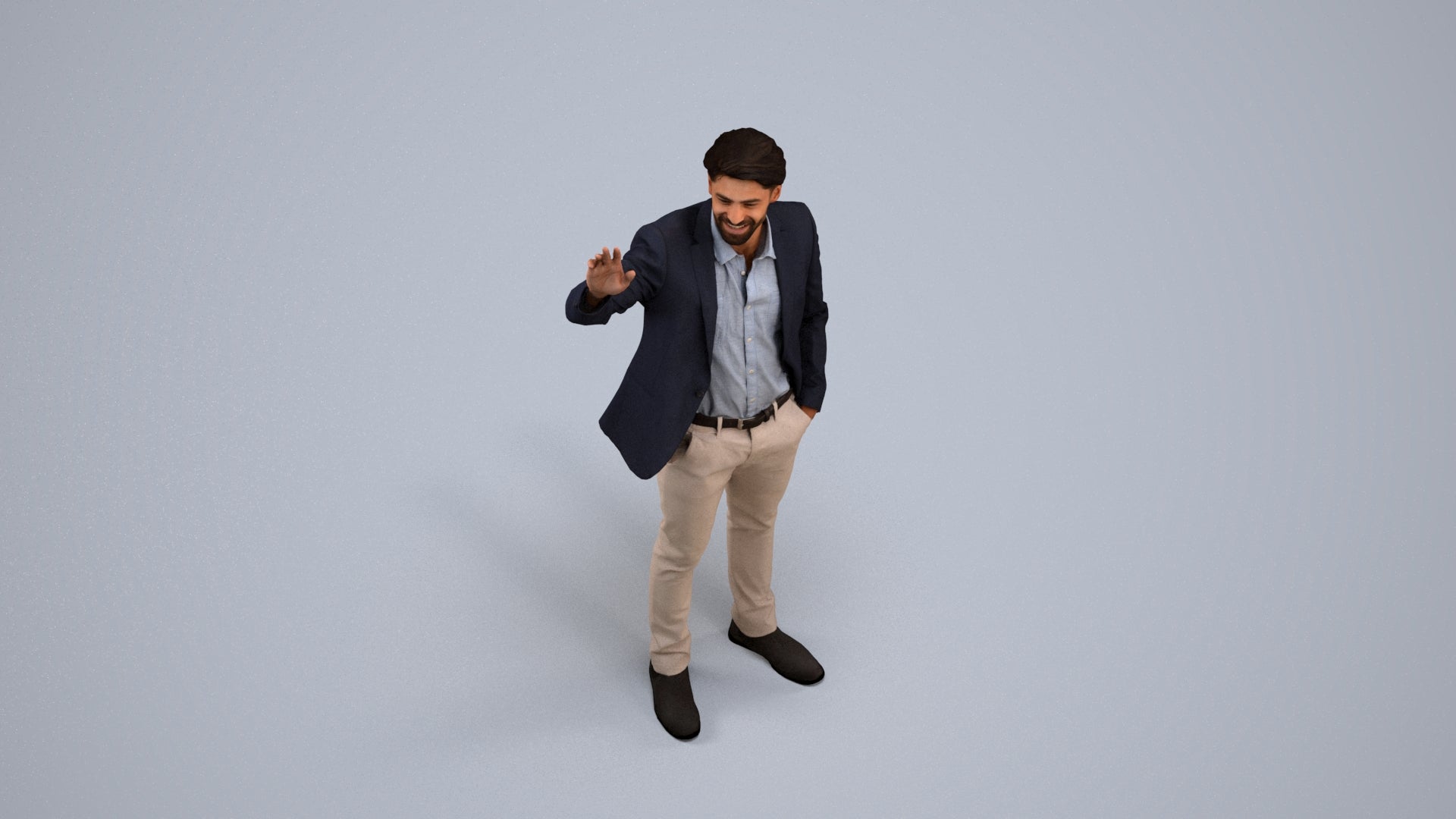 3D scanned man business, photorealistic archviz people for Enscape and SketchUp, back view render