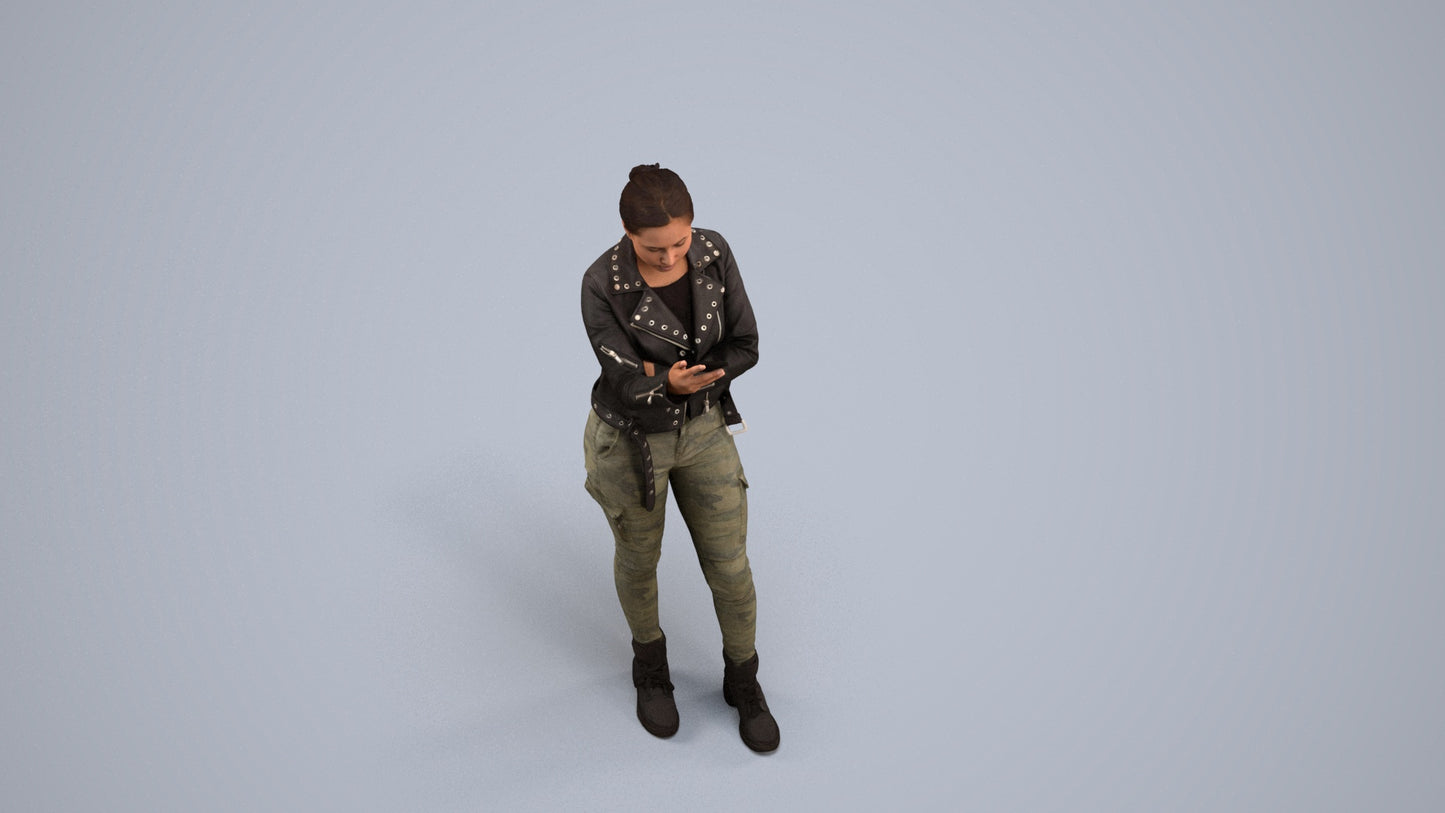 photogrammetry 3D woman casual standing, realistic human model archviz FBX, back view render