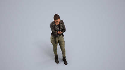 photogrammetry 3D woman casual standing, realistic human model archviz FBX, back view render