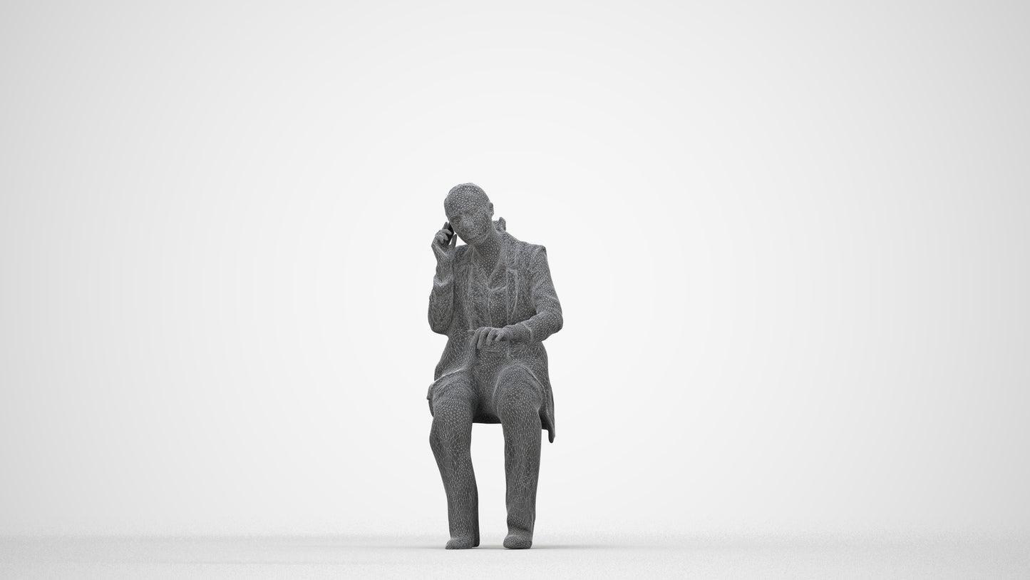scanned 3D woman business, photogrammetry people for Enscape and V-Ray, wireframe back view