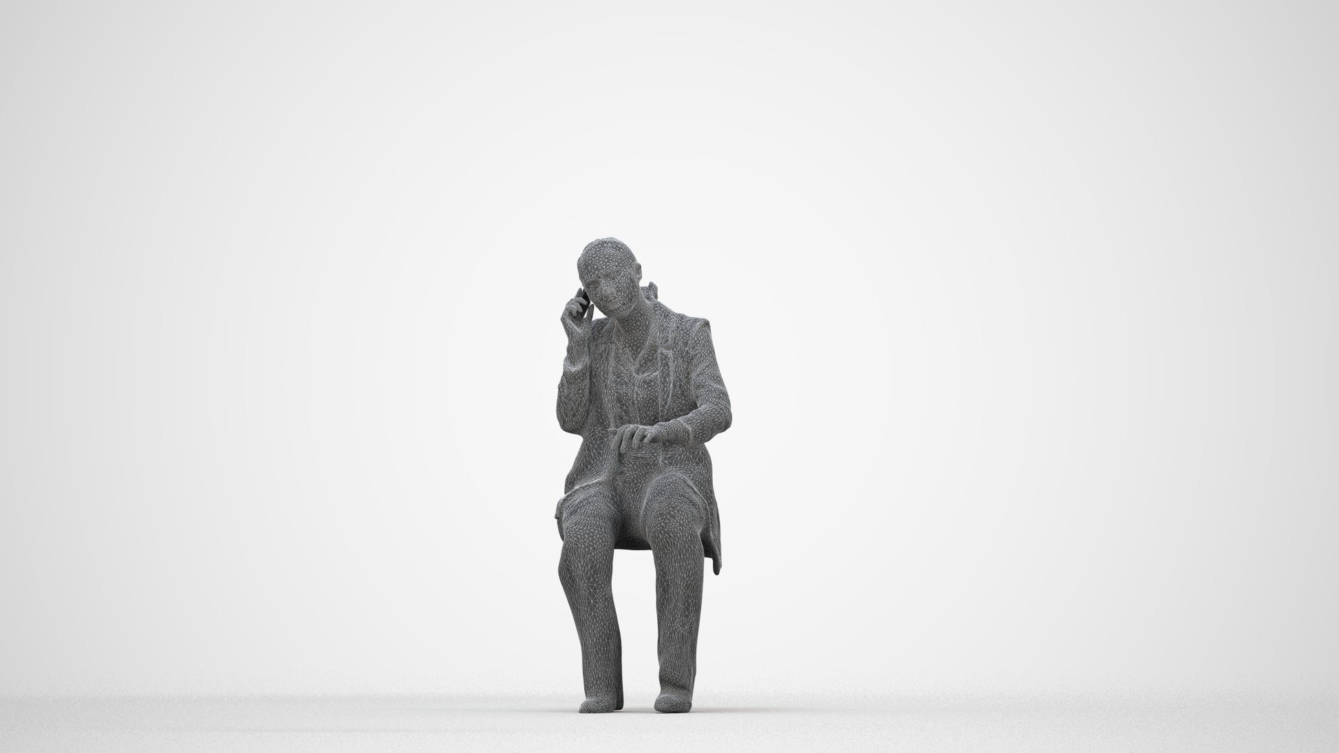 scanned 3D woman business, photogrammetry people for Enscape and V-Ray, wireframe back view