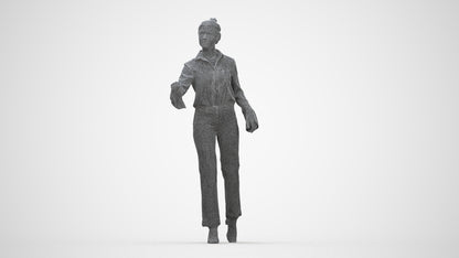 scanned 3D woman business door, photogrammetry people for Enscape and V-Ray, wireframe back view