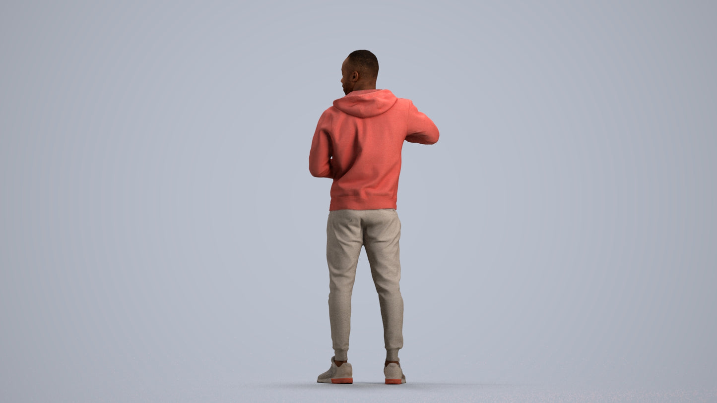 photogrammetry 3D man sport standing, realistic human model archviz FBX, front view render
