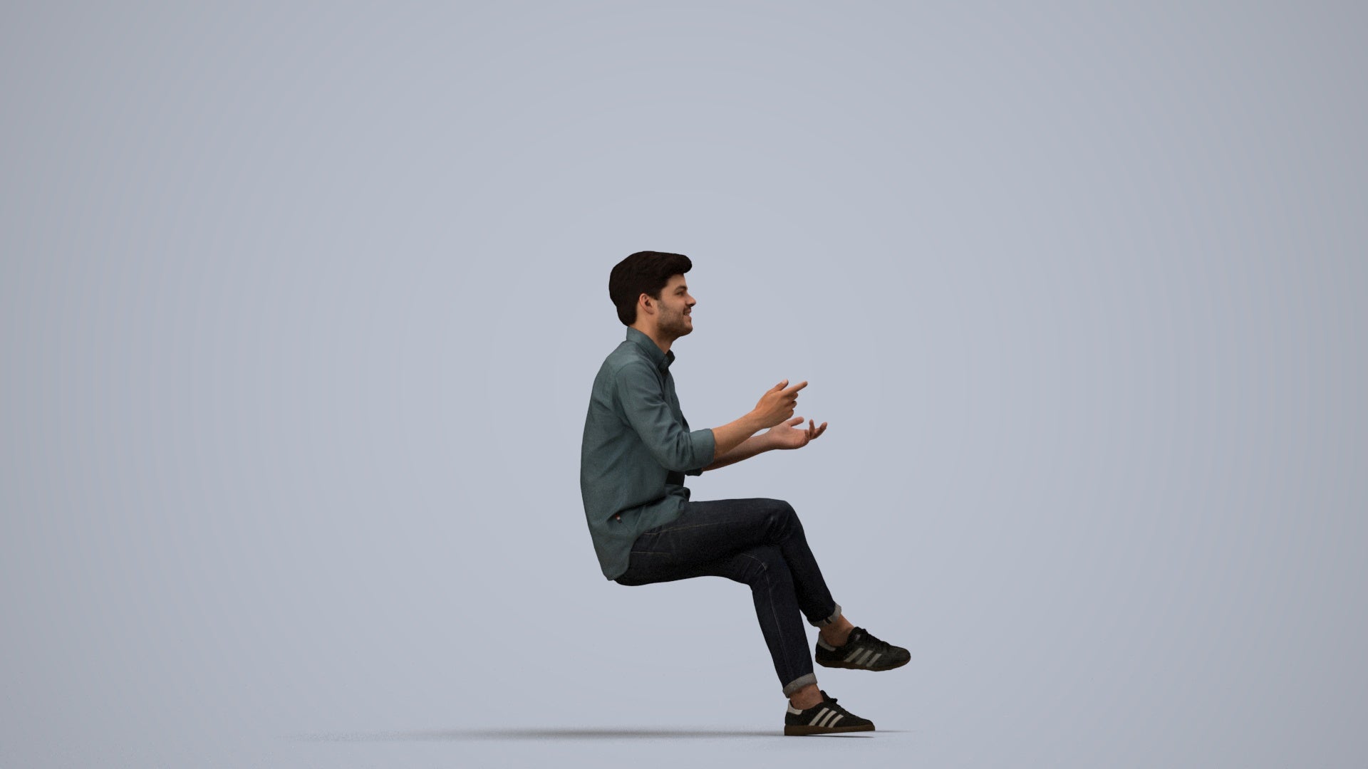 photogrammetry 3D man casual pool, realistic human model archviz FBX, side view render