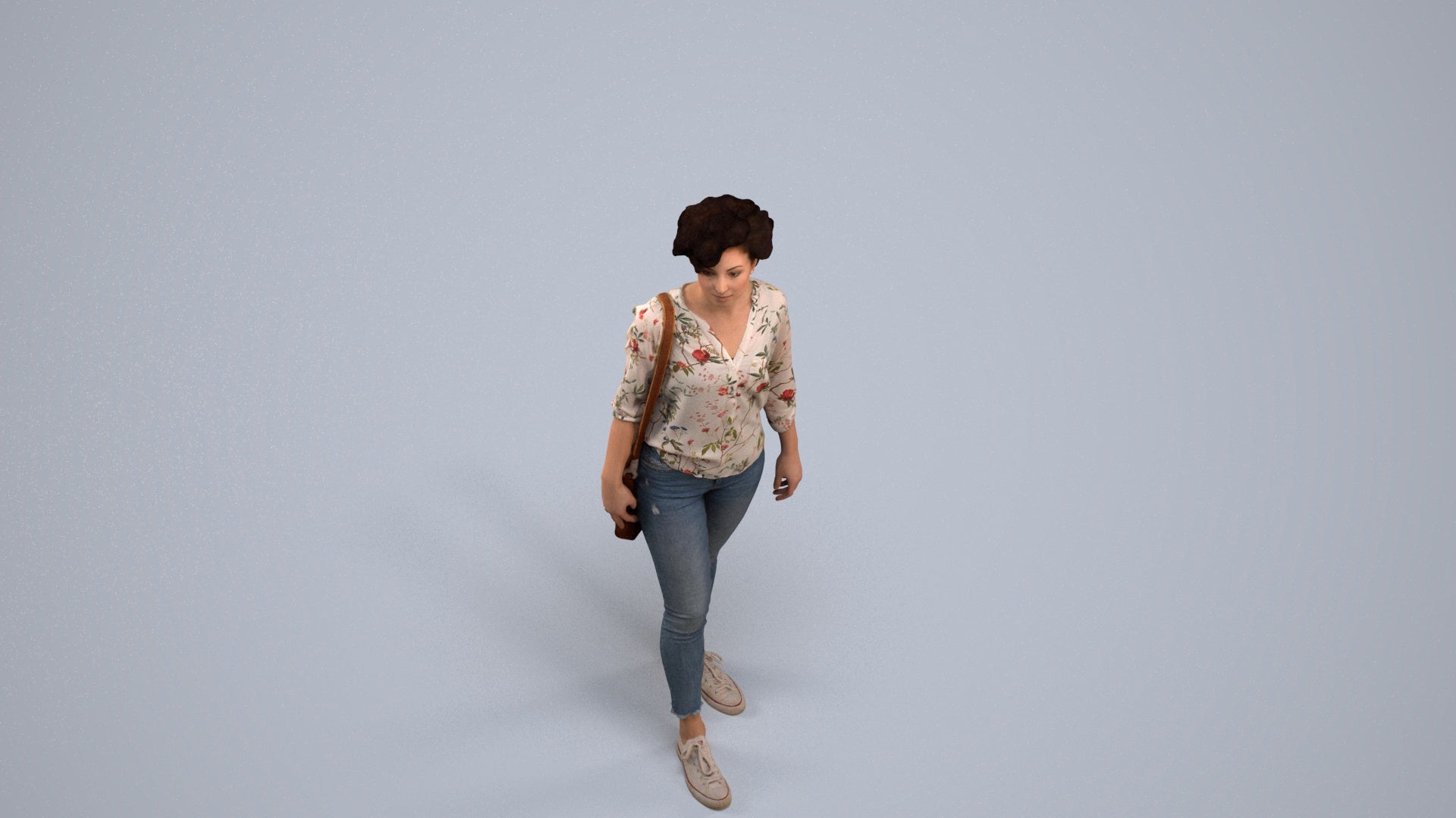 scanned 3D woman casual walking, photogrammetry people for Enscape and V-Ray, back view render