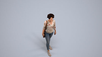 scanned 3D woman casual walking, photogrammetry people for Enscape and V-Ray, back view render